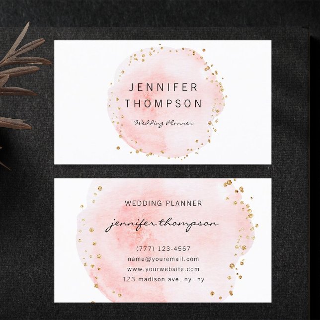 Guld punkter för  vattenfärgscirkel visitkort (Front & Back)