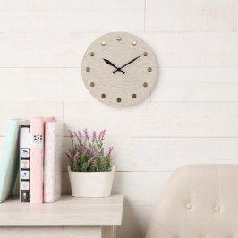 Guld-punkter Linen Wall Clock Stor Klocka