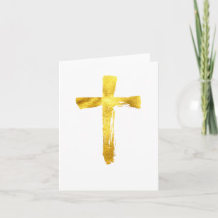 Guld Push Kor - Modern kristen Crucifix Helgkort