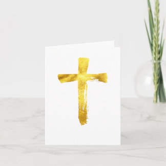 Guld Push Kor - Modern kristen Crucifix Helgkort