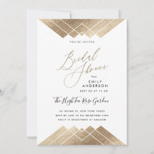 Guld Pyramid Geometric Gatsby Möhippa Inbjudningar