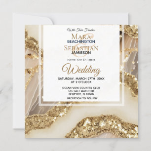 *~*GULD QR IVORY GULD Agate OSA AR66 Bröllop Inbjudningar