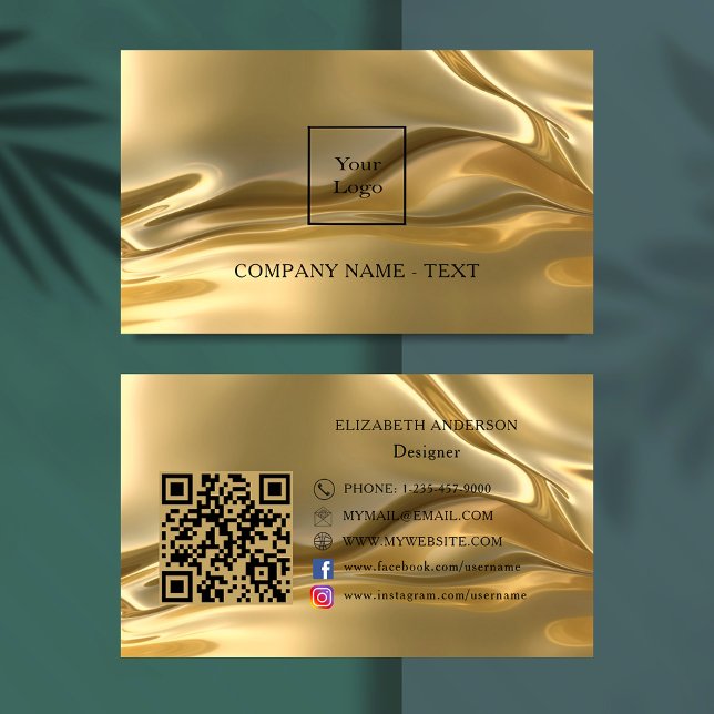Guld qr-kod logotyp social mediapremie visitkort (Skapare uppladdad)