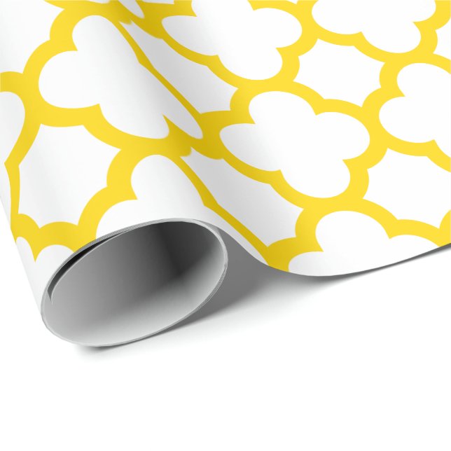 Guld- Quatrefoil för jul som gåva slår in papper Presentpapper (Rullad Hörn)