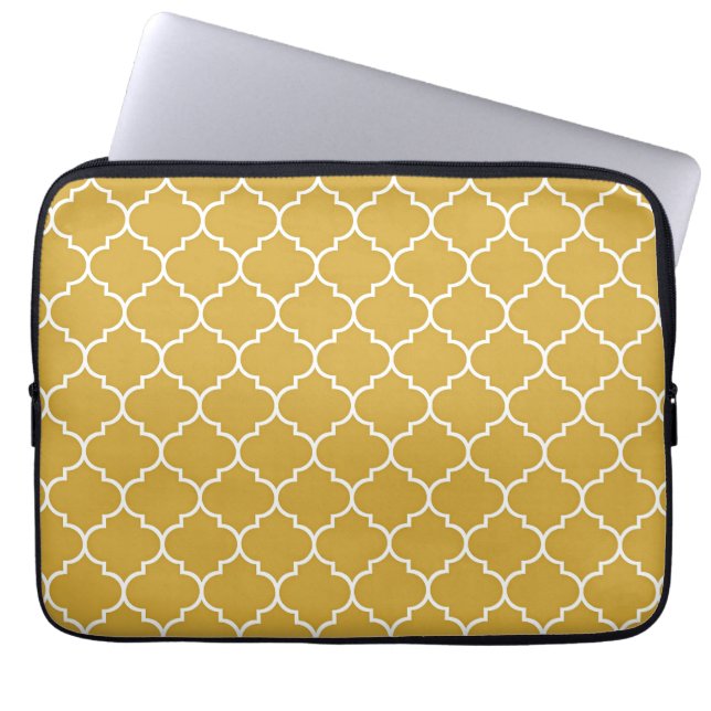 Guld Quatrefoil Mönster Laptop Fodral (Framsidan)