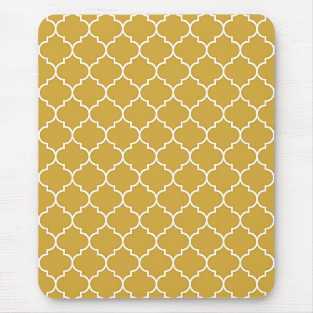 Guld Quatrefoil Mönster Musmatta (Framsidan)