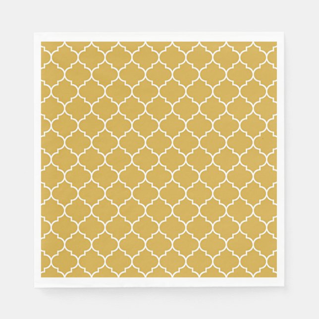 Guld Quatrefoil Mönster Pappersservett (Framsidan)