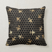 Guld Queen Bees och Honeycomb på Black