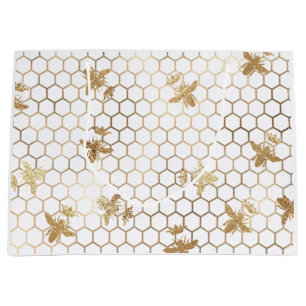 Guld Queen Bees och Honeycomb på White