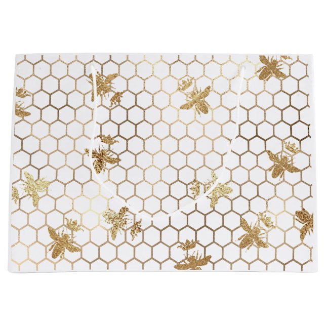 Guld Queen Bees och Honeycomb på White (Framsidan)