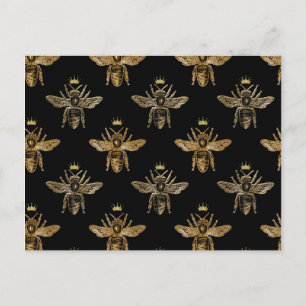 Guld Queen Bees på Black Vykort