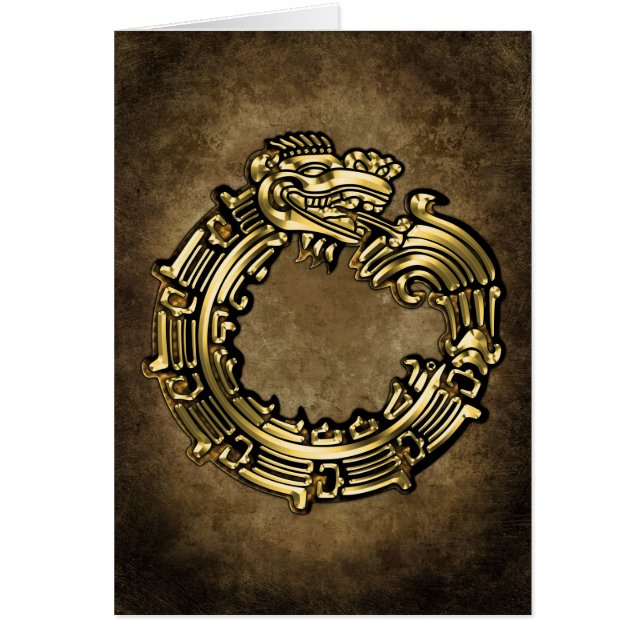 Guld- Quetzalcoatl Hälsningskort (Framsidan)