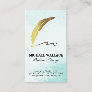 Guld Quill Feather Pen Scribble Logotyp Vattenfä Visitkort