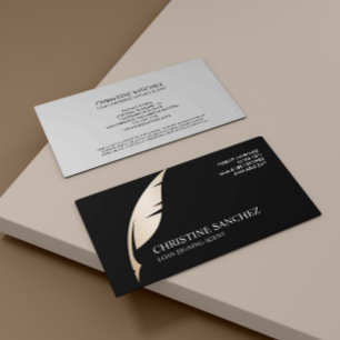 Guld Quill Pen BLACK PUBLIC NOTARY SINGNING AGENT Visitkort