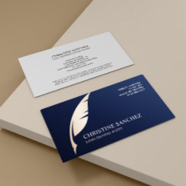 Guld Quill Pen Blue PUBLIC NOTARY SINGNING AGENT Visitkort