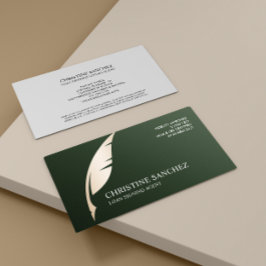 Guld Quill Pen GRÖNT PUBLIC NOTARY SINGNING AGENT Visitkort