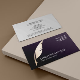 Guld Quill Pen Lila PUBLIC NOTARY SINGNING AGENT Visitkort