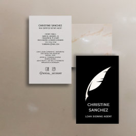Guld Quill Pen PUBLIC NOTARY SINGNING AGENT Black Visitkort