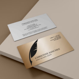 Guld Quill Pen PUBLIC NOTARY SINGNING AGENT GULD Visitkort