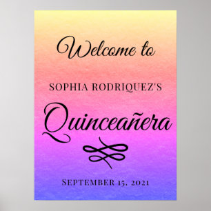 Guld Quinceañera 15:e födelsedag Välkomsthälsning  Poster