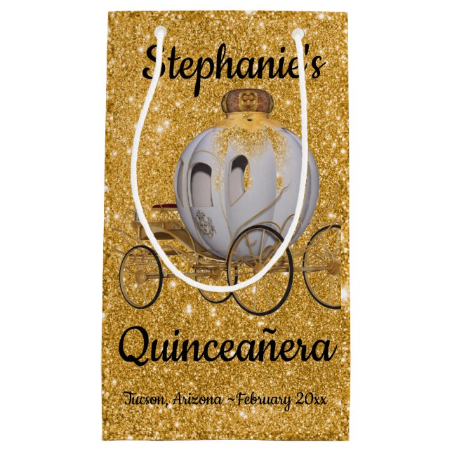 Guld Quinceanera Gift Bag (Framsidan)
