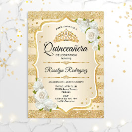 Guld Quinceanera Inbjudningar