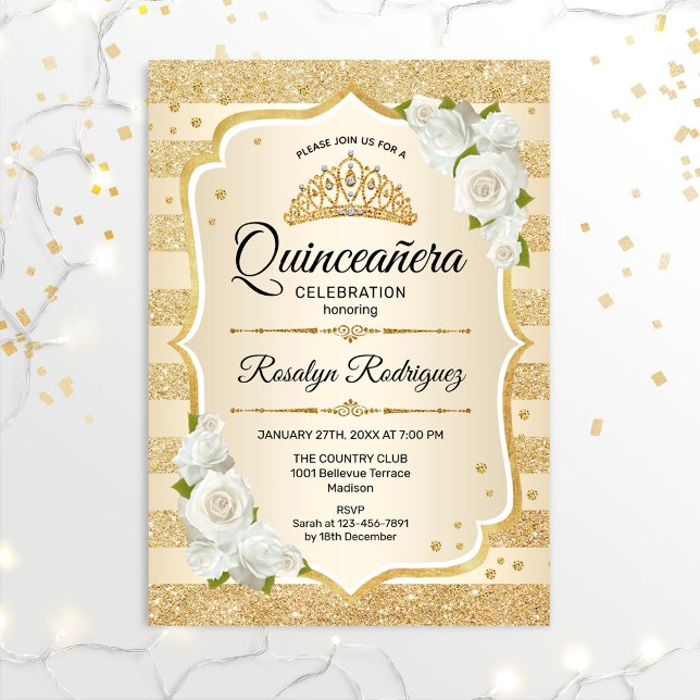 Guld Quinceanera Inbjudningar (Skapare uppladdad)