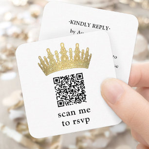 Guld Quinceañera-kronascan mig QR RSVP Chic Modern Tilläggskort