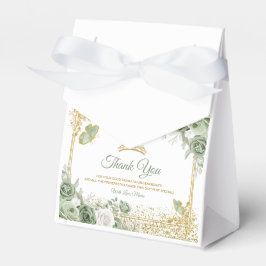 Guld Quinceañera Sage Grönt Krona Butterfly Presentaskar