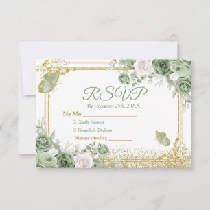 Guld Quinceañera Sage Grönt Krona OSA kort