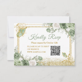 Guld Quinceañera Sage Grönt Krona QR OSA kort