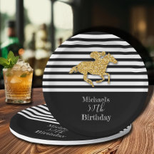 Guld Racehorse Black White Rand Birthday
