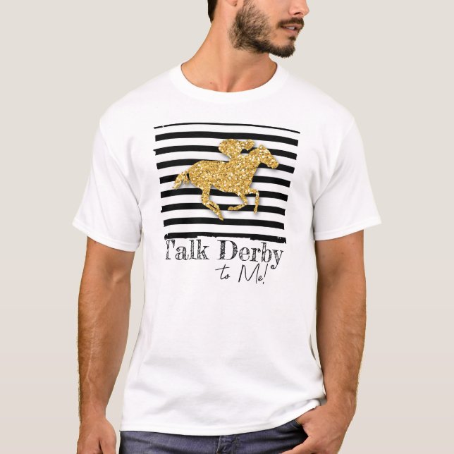 Guld Racehorse Derby Day T-Shirt (Framsida)