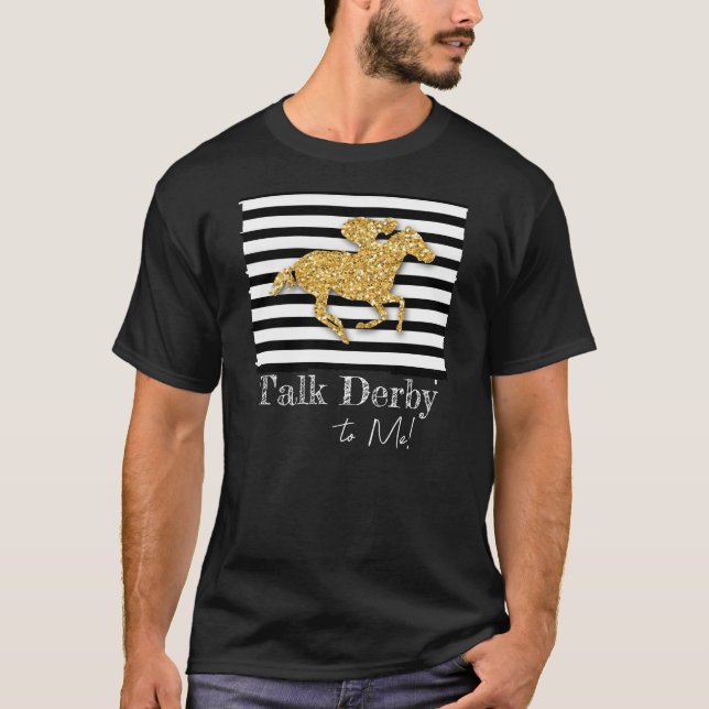 Guld Racehorse Derby Day T-Shirt (Framsida)