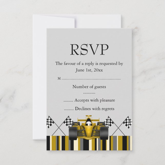 Guld Racingbil RSVP OSA Kort (Framsida)