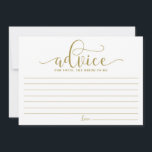Guld Råd för Bride Calligraphy<br><div class="desc">Modern och vismisk kort för bruden. Ge ger råd med detta moderna "råd till bridkortet". Det är perfekt för möhippa och möhippor. Andra färg finns tillgängliga.</div>