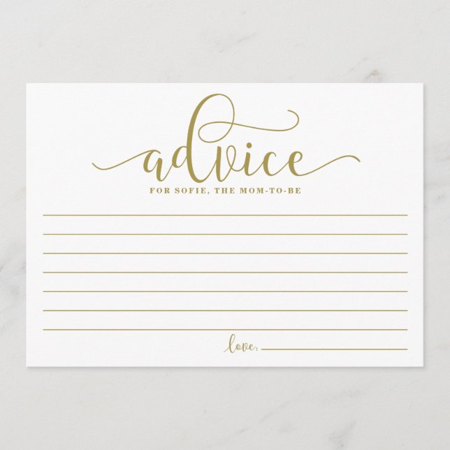 Guld-råd om att Mamma skall vara kalligrafi Rådkort (Framsida)