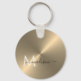 Guld Radial Metallic Script Namn Nyckelring