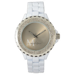 Guld Radial Metallic Script Namn Watch Armbandsur