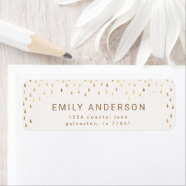 Guld Rain Droppar Faux Foil-Returadressen Returadress Etikett