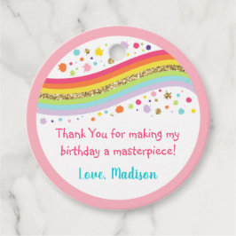 Guld Rainbow Art Party Birthday Tack Gåvor Etiketter