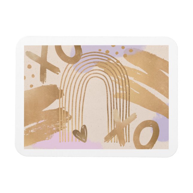 Guld Rainbow XOXO Magnet (Horisontell)