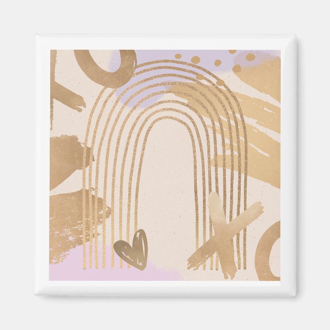 Guld Rainbow XOXO Shapes Collage Magnet (Framsidan)