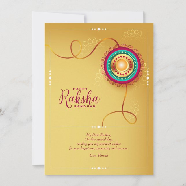 Guld Raksha Bandhan Greeting Card (Framsida)
