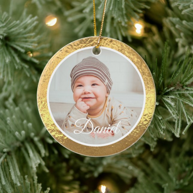 Guld ram Babys första jul Julgransprydnad Keramik (Träd)