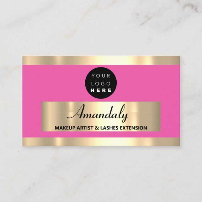 Guld Ram Beautique Shop Rosa Visitkort (Framsida)