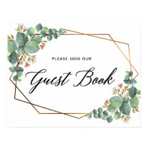 Guld Ram Eucalyptus Bröllop Guest Bok