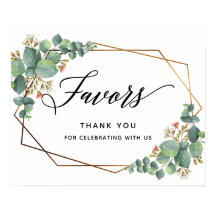 Guld Ram Eucalyptus Wedding-favoritskylt