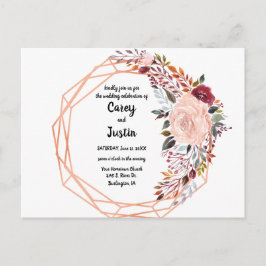 Guld ram geometrisk blomsterbröllop inbjudan vykort