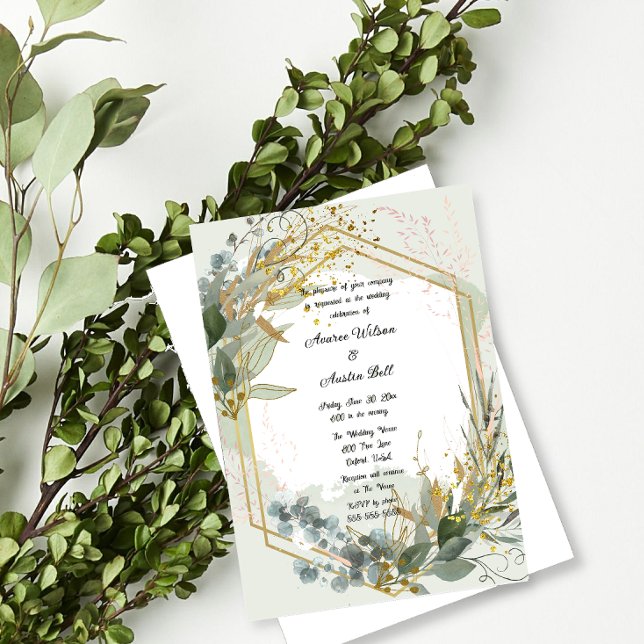 Guld Ram Grönt Eucalyptus Bröllop (Skapare uppladdad)